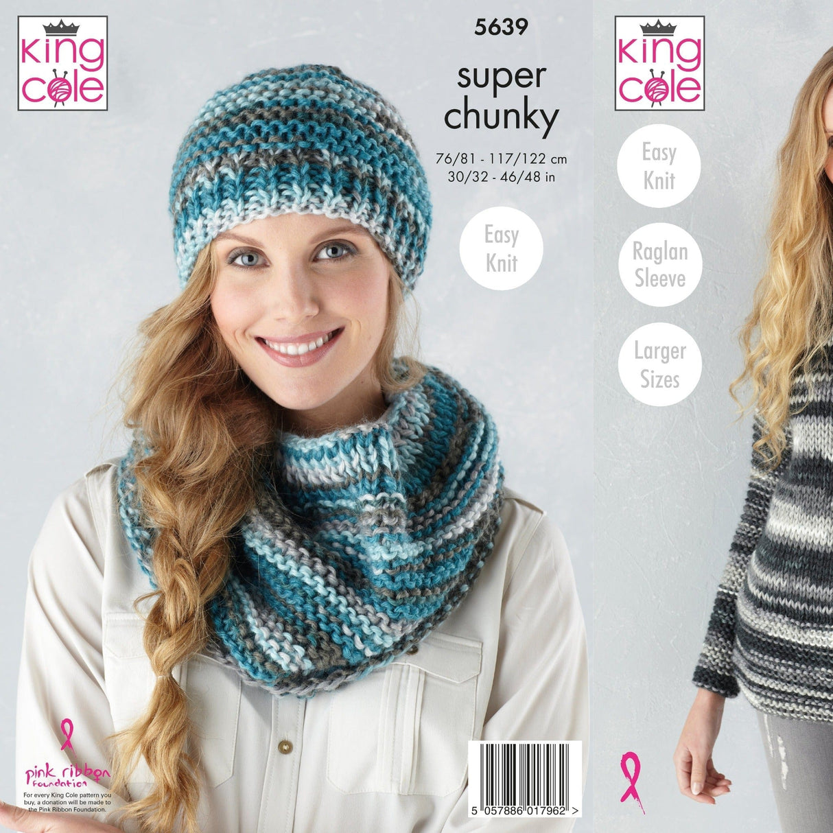 King Cole Patterns King Cole Ladies Sweater, Hat & Cowl Super Chunky Knitting Pattern 5639