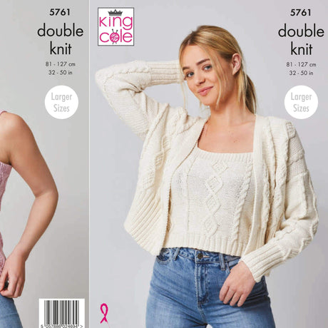 King Cole Patterns King Cole Ladies Top and Cardigan DK Knitting Pattern 5761