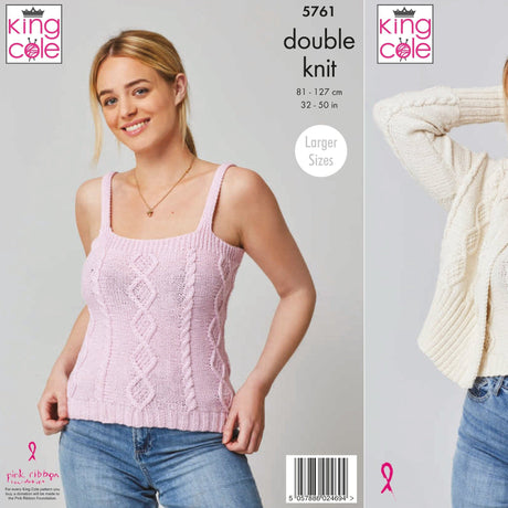 King Cole Patterns King Cole Ladies Top and Cardigan DK Knitting Pattern 5761