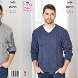 King Cole Patterns King Cole Mens Aran Knitting Pattern 5659