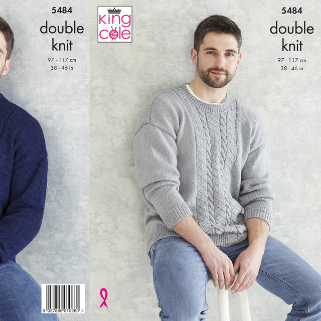 King Cole Patterns King Cole Mens DK Sweater Knitting Pattern 5484