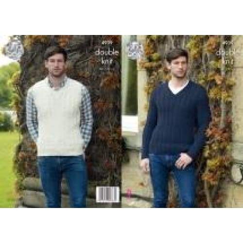 King Cole Patterns King Cole Mens Slipover and Sweater DK Pattern 4939