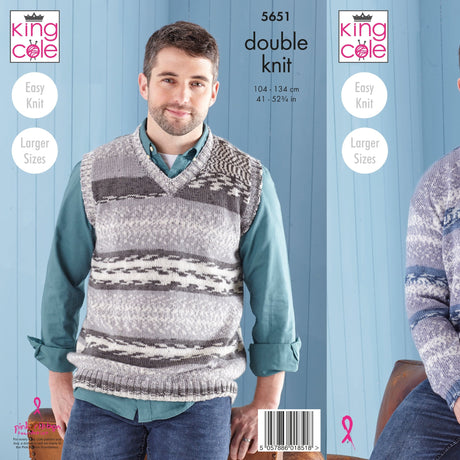 King Cole Patterns King Cole Mens Sweater and Tank Top Knitting Pattern 5651