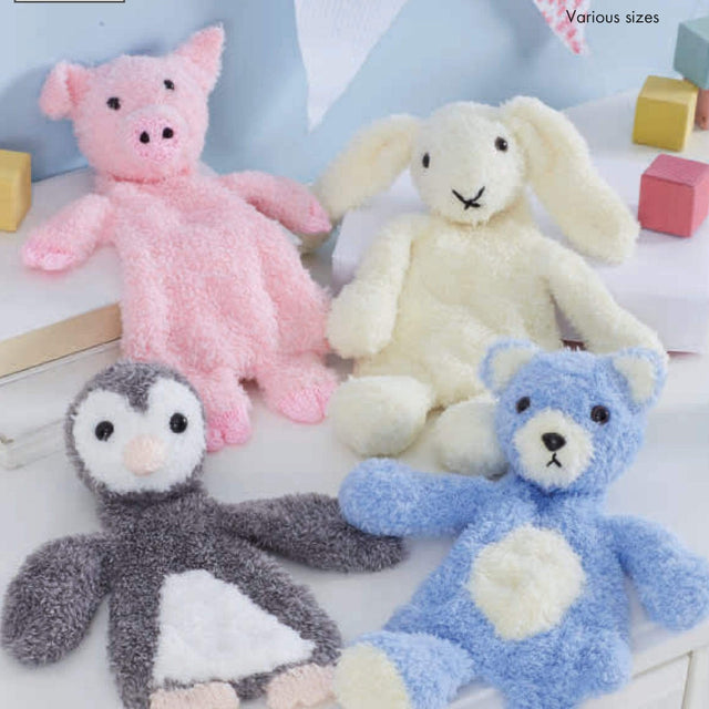 King Cole Patterns King Cole Penguin, Bear, Rabbit and Pig Knitting Pattern 9145