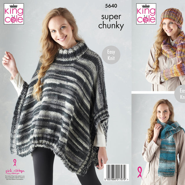 King Cole Patterns King Cole Super Chunky Accessory Knitting Pattern 5640