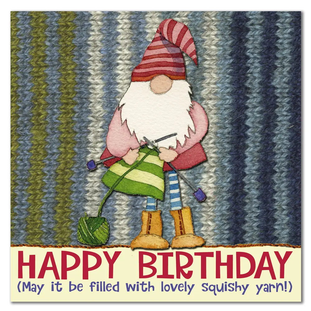 Emma Ball Knitting Gnome Birthday Card