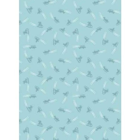 Lewis and Irene Fabric C37.3 Sleigh Ride on Icy Blue Lewis and Irene Snow Day Fabric Collection