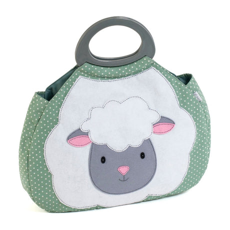 Novelty Sheep Applique Knitting Bag Green