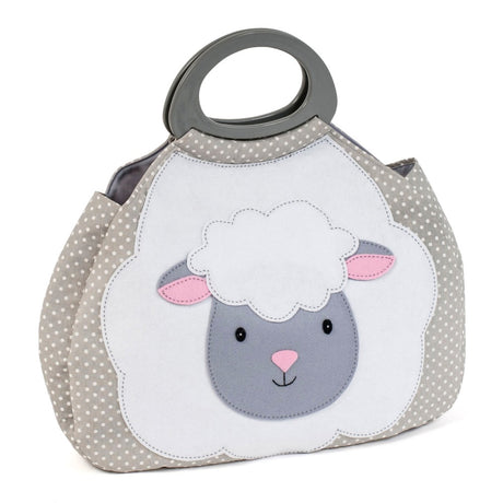 Novelty Sheep Applique Knitting Bag Grey