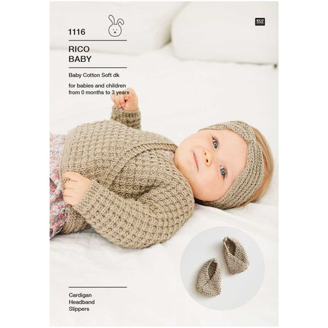 Rico Patterns Rico Baby Cardigan, Headband and Slippers DK Knitting Pattern 1116