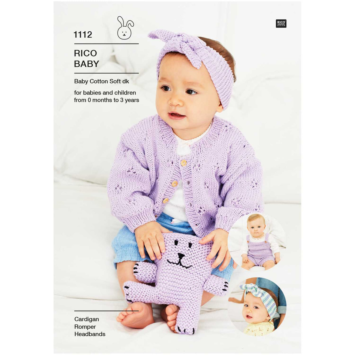 Rico Patterns Rico Baby Cardigan, Romper and Headbands Knitting Pattern 1112