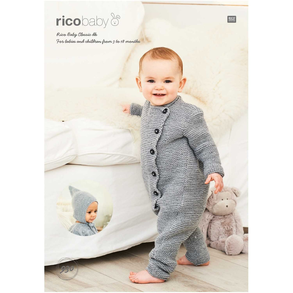Rico Patterns Rico Baby Classic DK Onesie and Hat Knitting Pattern 930