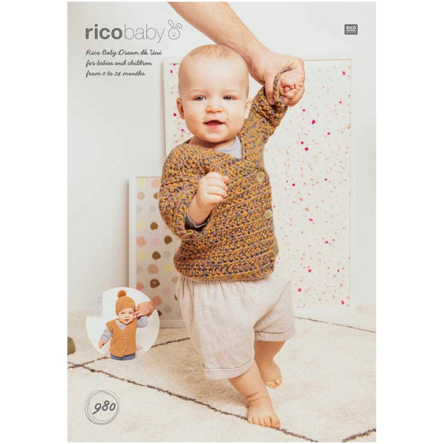 Rico Patterns Rico Baby Crochet Vest, Jacket and Hat Pattern 980