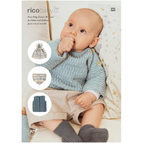 Rico Patterns Rico Baby Dream Sweater, Vest, Hat and Triangle Shawl DK Knitting Pattern 978