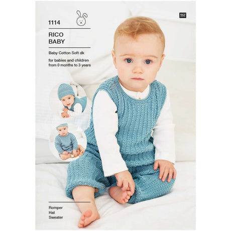Rico Patterns Rico Baby Romper, Hat and Sweater DK Knitting Pattern 1114
