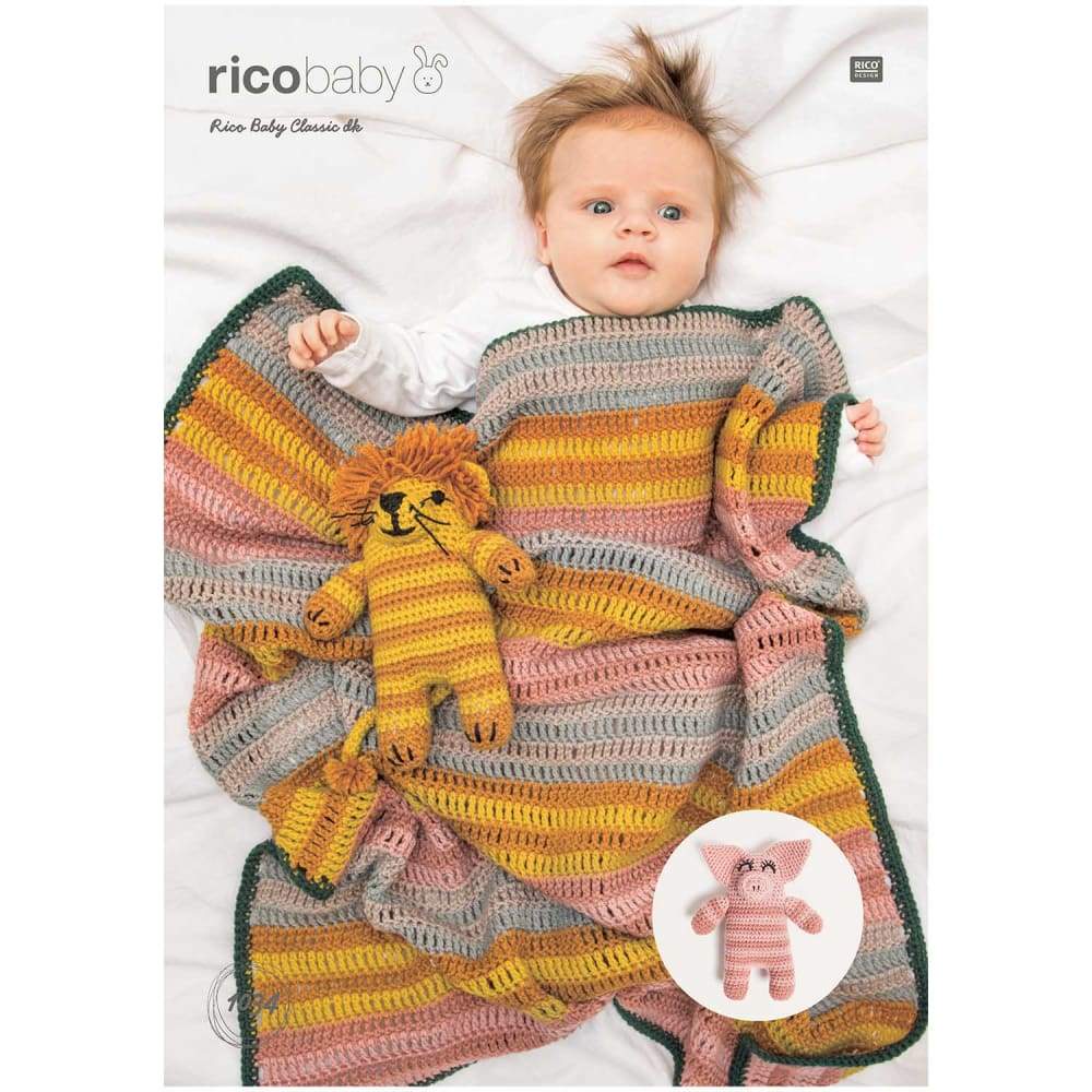 Rico Patterns Rico Crochet Blanket, Pig and Lion Pattern 1034