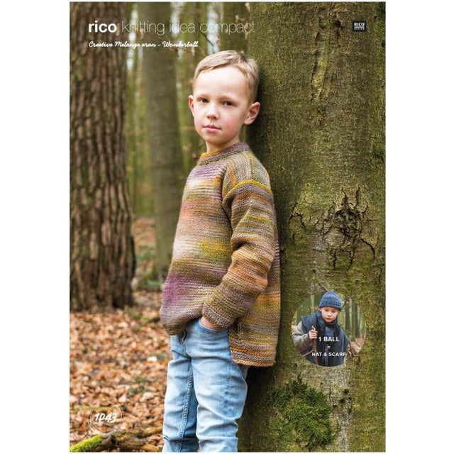 Rico Patterns Rico Kids Aran Sweater, Hat & Scarf Knitting Pattern 1043