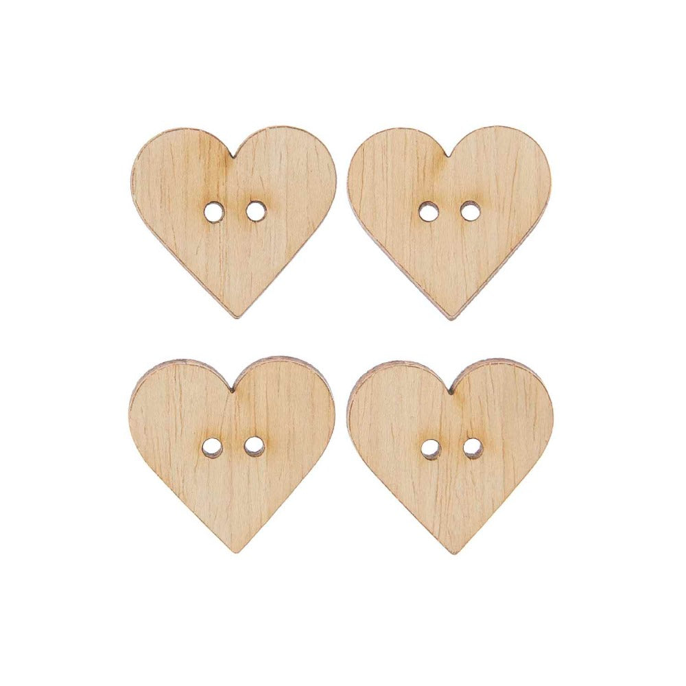 Rico Wooden Buttons Hearts