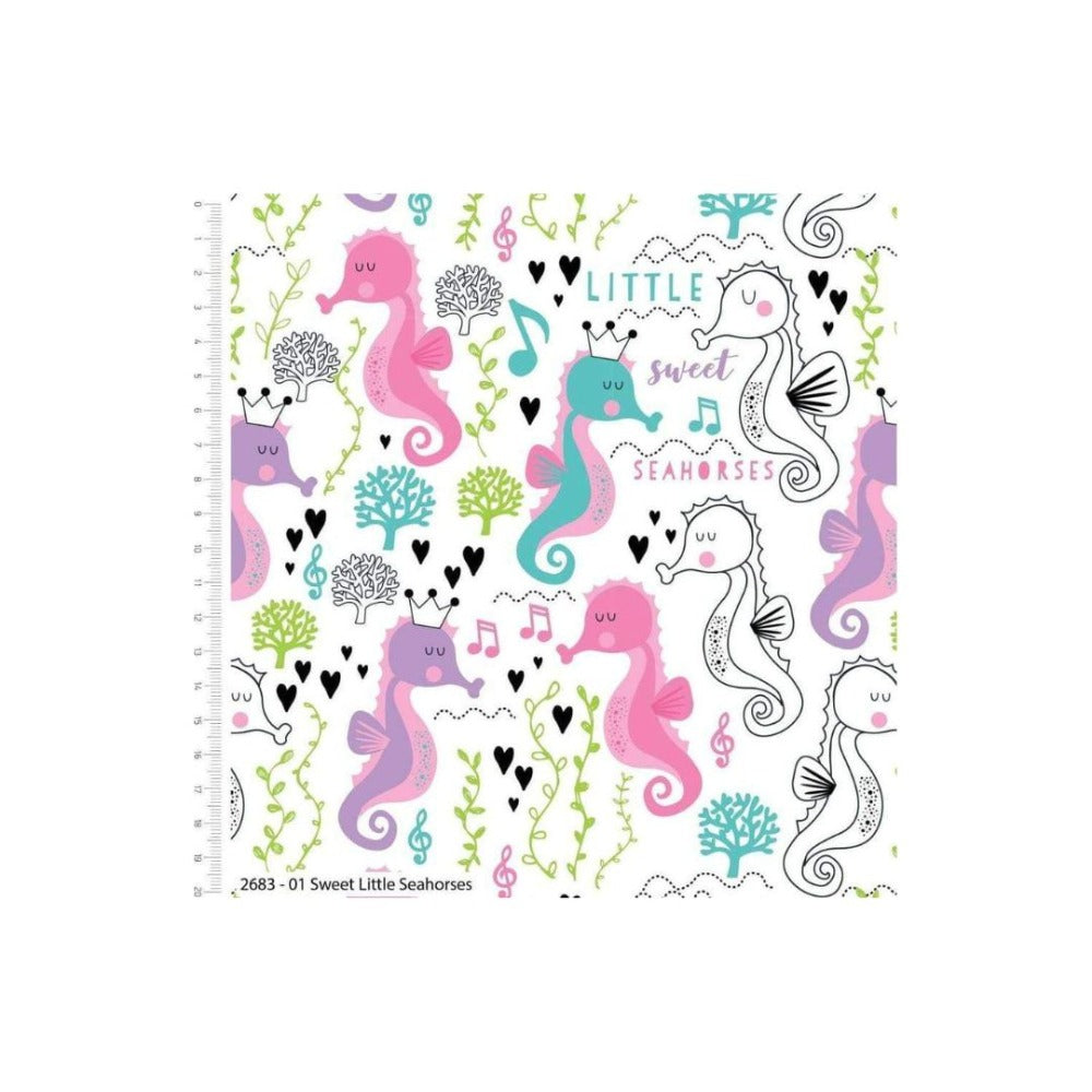 Seahorses on White Fabric