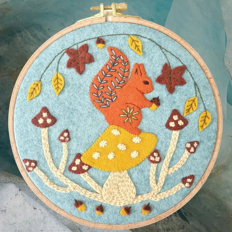 Squirrel Wool Felt Applique Kit