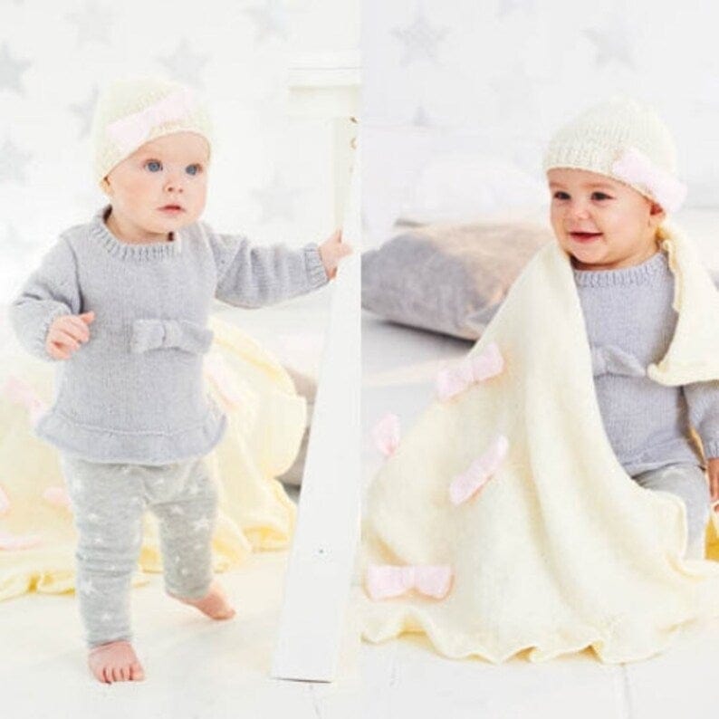 Stylecraft Patterns Stylecraft Baby Jumper, Hat and Blanket DK Knitting Pattern 9526