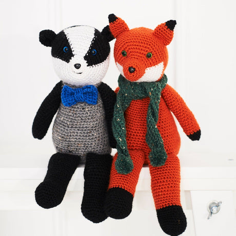 Stylecraft Patterns Stylecraft Fox and Badger Crochet Toy Pattern 9665