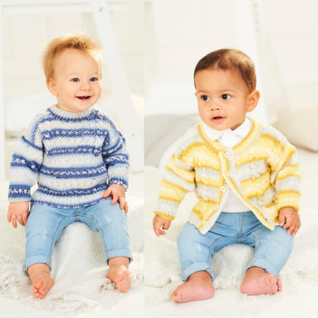 Stylecraft Patterns Stylecraft Kids Sweater and Cardigan DK Knitting Pattern 9844