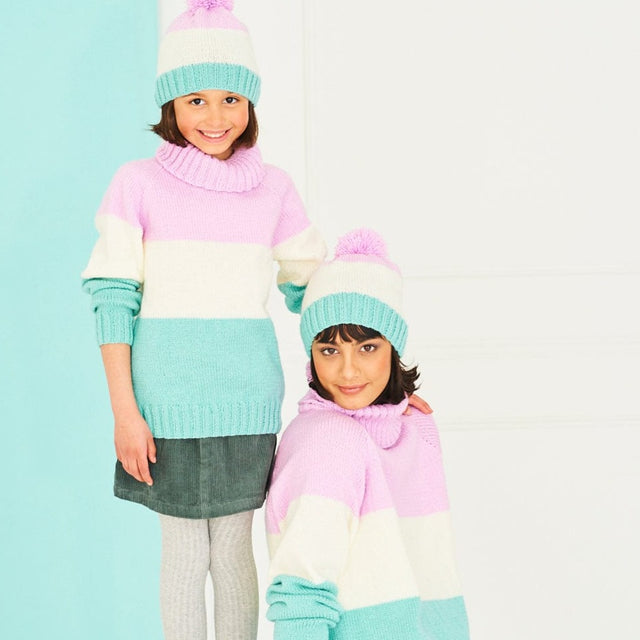 Stylecraft Patterns Stylecraft Ladies and Girls Sweater and Hat DK Knitting Pattern 9763