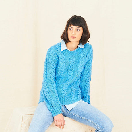 Stylecraft Patterns Stylecraft Ladies Aran Sweater Knitting Pattern 9768