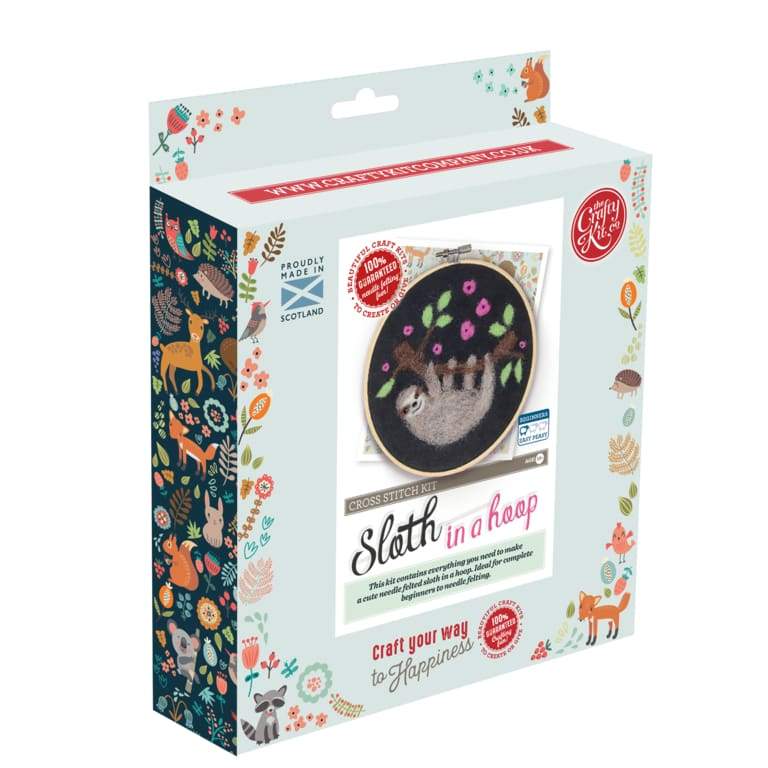 The Crafty Kit Company Craft The Crafty Kit Company Sloth in a Hoop Needle Felting Kit