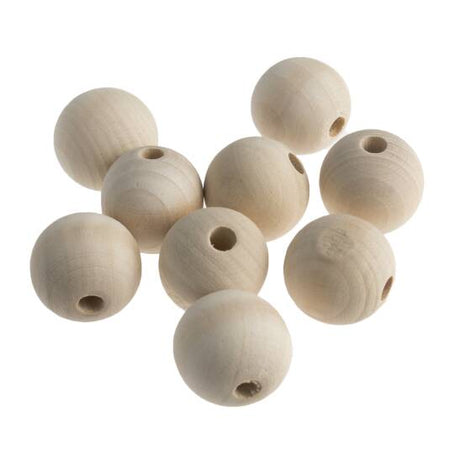 Trimits Haberdashery Round 25 mm Pack of 9 Macrame Wooden Beads