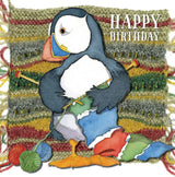 Emma Ball Woolly Puffins Knitting Birthday Card